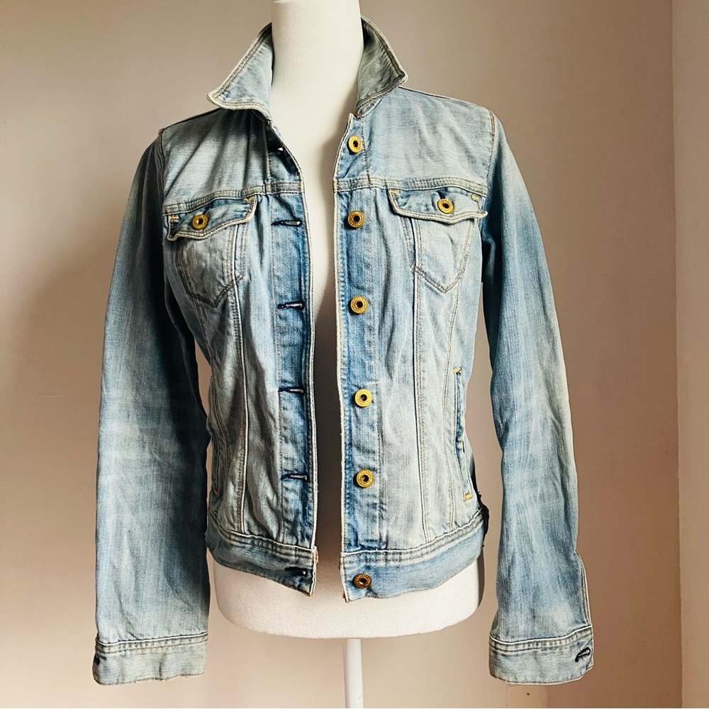 Polo Jeans and Co Ralph Lauren Y2K Fitted Denim Jacket Medium Light Blue Wash